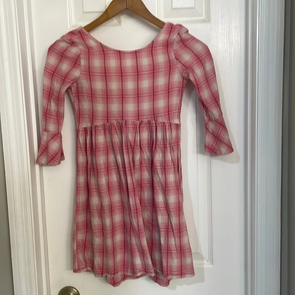 Gap Pink Plaid Bell Sleeve Flannel Dress Sz XL